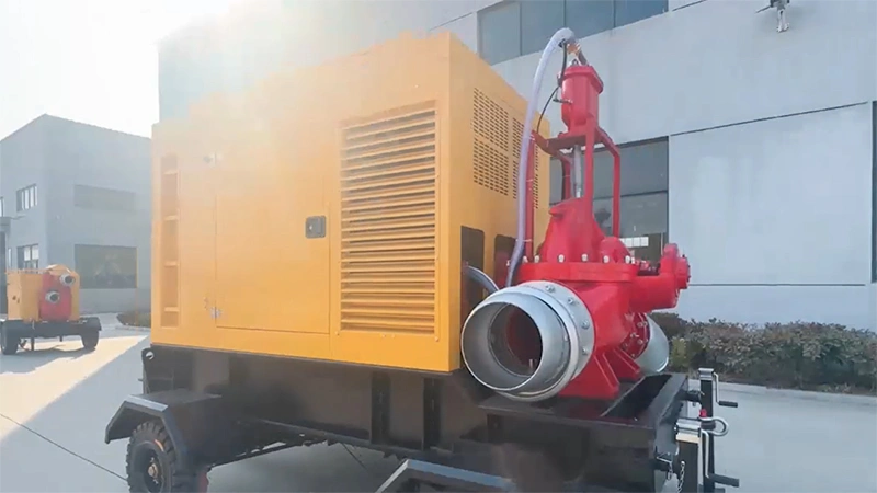 مضخة مزدوجة السحب مثبت على مقطورة