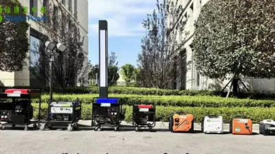 مولد كهرباء بنزين 5 كيلوواط مزوّد ببرج إنارة متنقل